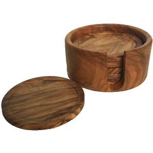 Hand Carved Olive Wood Drink Coasters